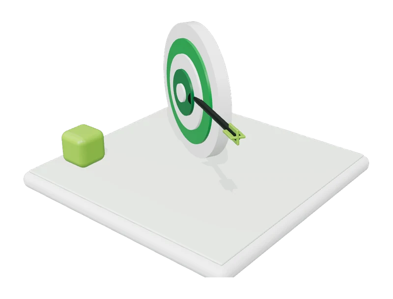 3D illustration of Google Ads management: target hit by an arrow