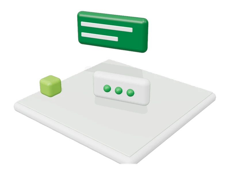 3D illustration of WhatsApp lead conversations: chat bubbles